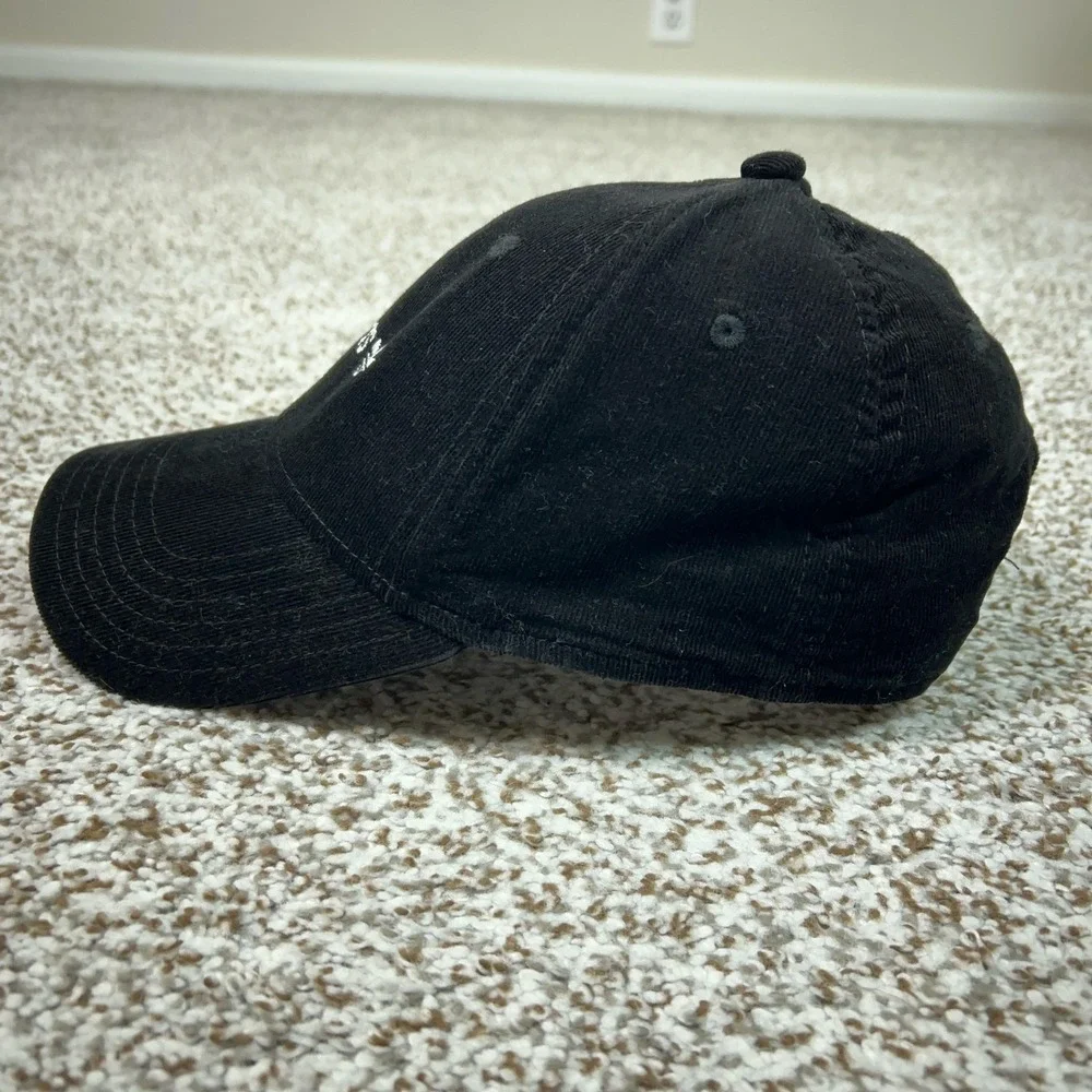 Adidas Hat Cap Snap Back Mens One Size Black Trefoil Embroidered Dad‎ Corduroy